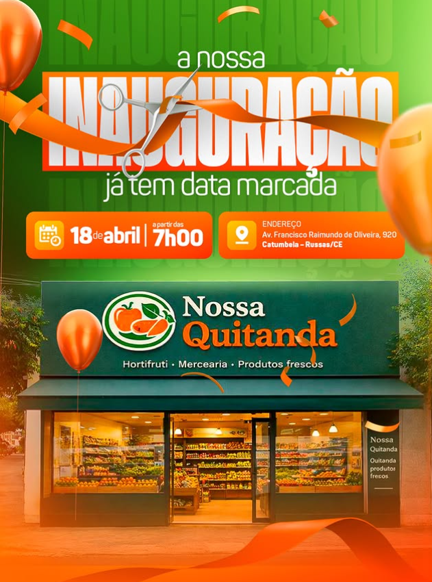 Nossa Quitanda inaugura em Russas para facilitar acesso a alimentos frescos, regionais e saudáveis.
